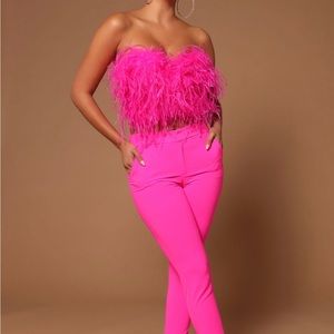 Asalia Hot Pink Feather Top